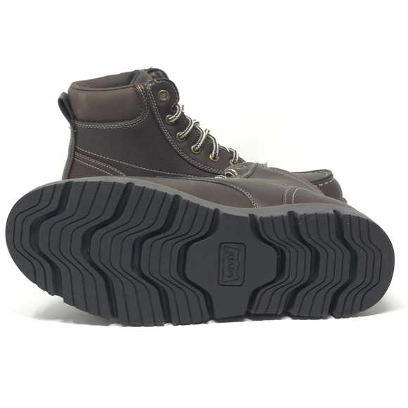 Levi’s Dean Brown Synthetic Leather Moc Toe Boots Size 8M - Picture 8 of 9